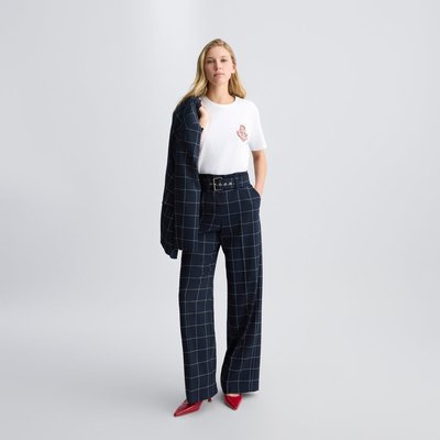 Pantalon à carreaux à taille haute LIU JO