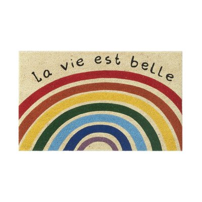 Paillasson en coco avec inscriptions 75 x 45 cm Arc en ciel la vie est belle AUBRY GASPARD