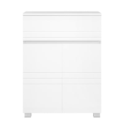 Petit meuble de rangement 1 tiroir et 2 portes blanc laqué - H80 cm CALICOSY
