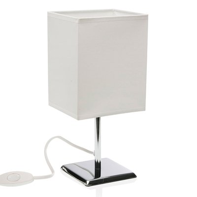 Lampe à poser en métal chromé et abat jour blanc 11x13x27.5cm VERSA