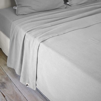 Drap plat flanelle unie TERRE DE NUIT