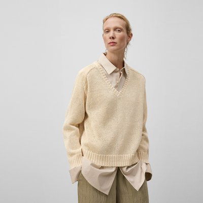 Pull à col en V en maille ajourée ADOLFO DOMINGUEZ