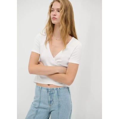 T-shirt côtelé croisé MANGO TEEN