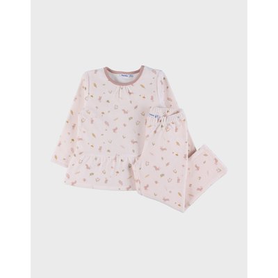 Pyjama 2 pièces en velours à motif floral et lapin NOUKIE'S