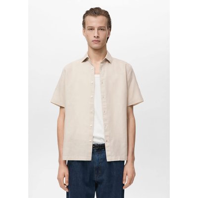 Chemise lin manches courtes MANGO MAN