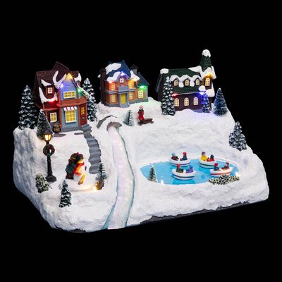 Village de Noël lumineux lac et bâteaux animé 17 LED multicouleur à transfo FEERIC LIGHTS & CHRISTMAS