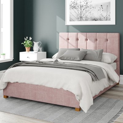 Hepburn Pure Pastel Cotton Storage Ottoman Bed with Vertical Buttoned Upholstered Headboard ASPIRE