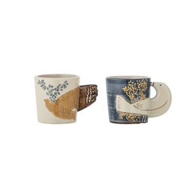 Set de 2 tasses à espresso grès peint oiseaux  Hezha BLOOMINGVILLE