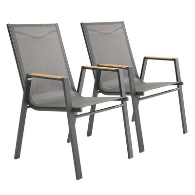 Lot de 2 chaises de jardin en aluminium et textilène SAVANNAH OVIALA