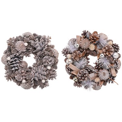Set de 2 couronnes de l'Avent décoration Noël pommes de pin 24cm WADIGA