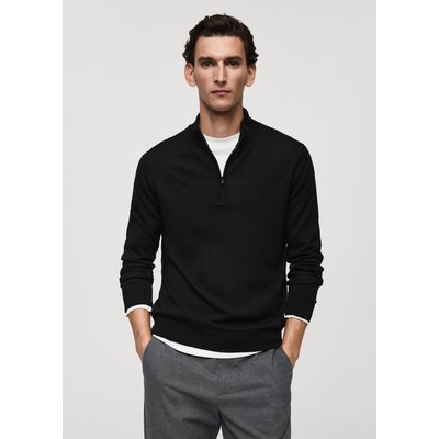 Pull-over 100 % laine mérinos col montant zippé MANGO MAN