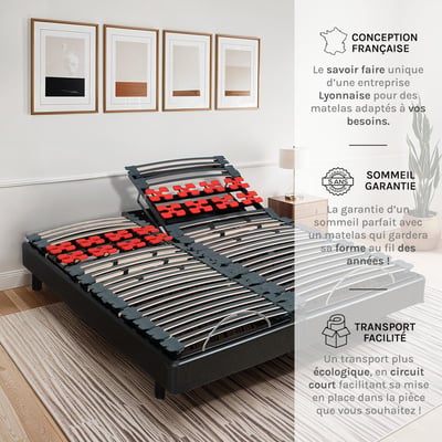 Jeu de 2 sommiers électriques Bodysoft 2x80x200 cm Lattes & Plots BELLECOUR
