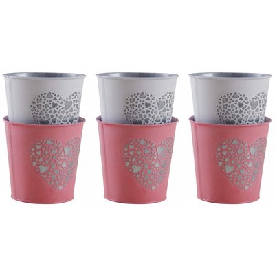 Cache-pot en métal laqué coeur embossé Lot de 6 AUBRY GASPARD