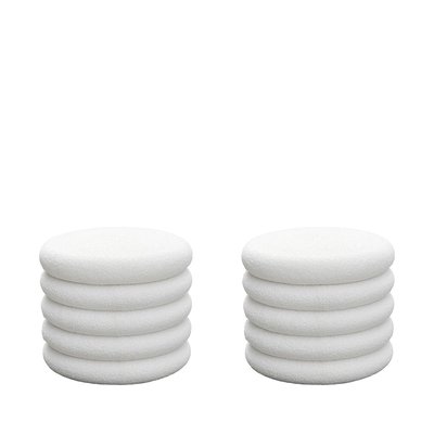 Lot de 2 poufs coffres ronds en tissu bouclette ø47cm- BUBBLE DRAWER
