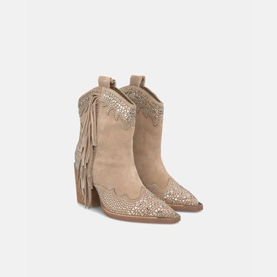 Bottines en cuir avec détail de franges ALMA EN PENA