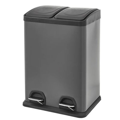 Poubelle de cuisine de tri à double compartiment gris 20L + 20L WADIGA