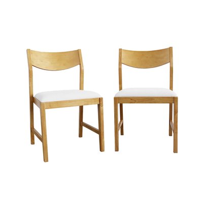 Chaise vintage bois d'hévéa et tissu (lot de 2) OLIVIA SWEEEK