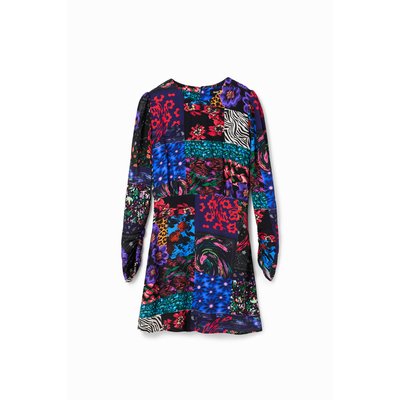 Robe courte découpe patchwork - BLACK - L DESIGUAL