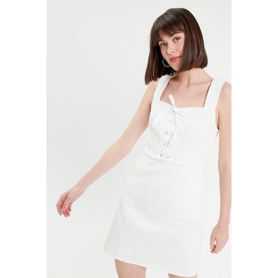 Robe ajustée col laçage jean CACHE CACHE