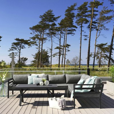 Canapé d'angle jardin en aluminium noir STOCKHOLM PIER IMPORT
