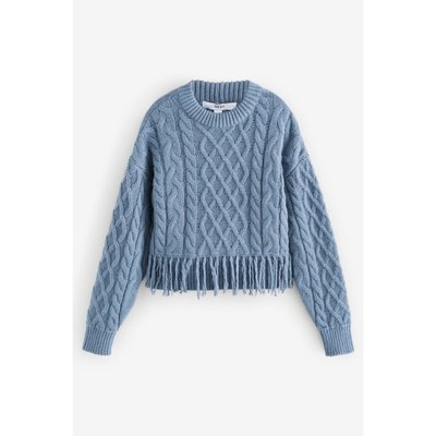 Pull ras du cou à franges en maille torsadée NEXT