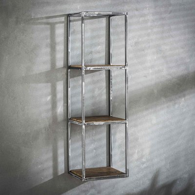 Étagère murale 3 niveaux bois recyclé et métal gris patiné style industriel 30x100cm OMSK PIER IMPORT