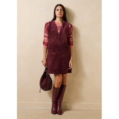 Robe courte chasuble sans manches col V en velours LA FEE MARABOUTEE