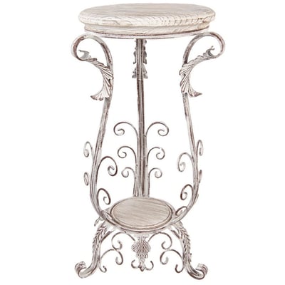 Support pot plante classique en bois et métal blanc 40x40x75cm WADIGA