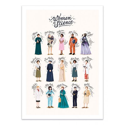 Affiche d’art et cadre noir 50 x 70 cm - Women of Science - Nour tohme WALL EDITIONS
