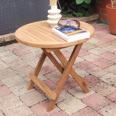 Table basse pliante ronde en teck massif Kuta ø 50 cm TECK ATTITUDE