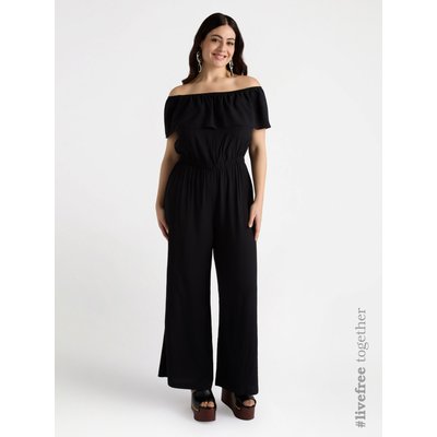 Combinaison en viscose LENZING™ ECOVERO™ avec volant, à porter selon l’envie sur les épaules FIORELLA RUBINO