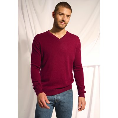 TOM pull col v bordeaux en cachemire JUST CASHMERE