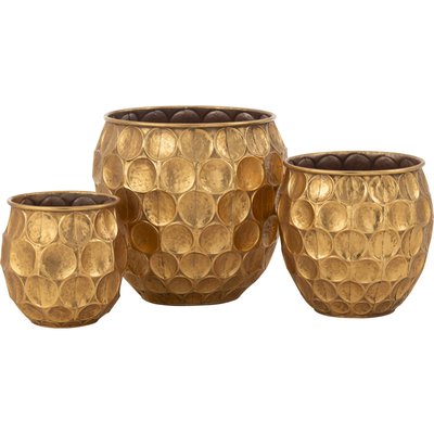 Cache pot doré en métal design alvéolé élégant pour intérieur chic RECOLLECTION