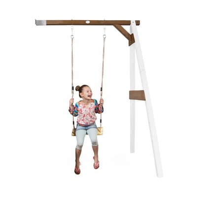 AXI Portique mural en bois Marron Blanc 2 balançoires 160x244x207cm AXI HOUSE
