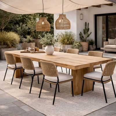 Table indoor/outdoor en bois recyclé L245 10 places - NONZA HELLIN, DEPUIS 1862