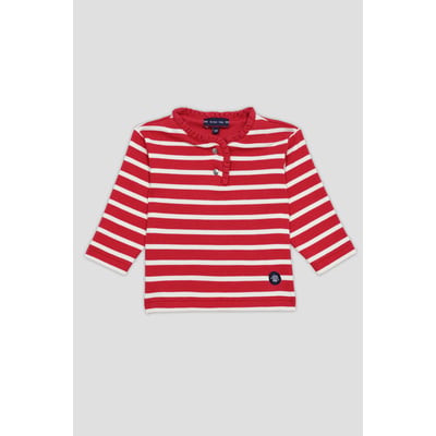 Marinière col boutonné en coton épais BABY ARMOR-LUX
