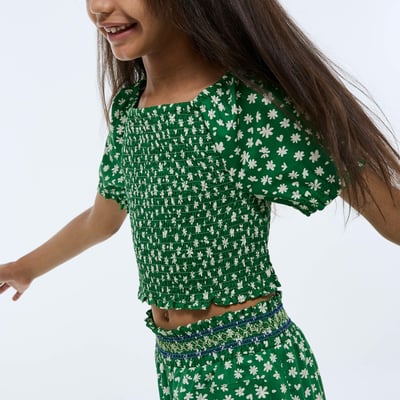 Blouse à smocks imprimé MONOPRIX