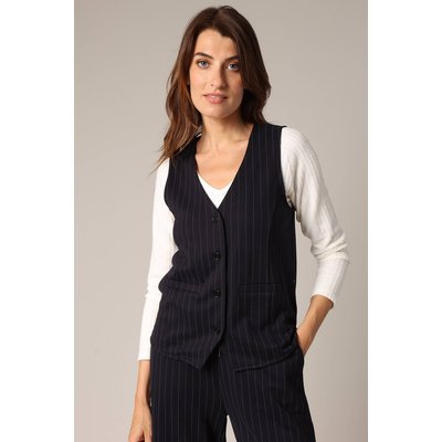 Gilet sans manches en tissu rayé pour femme, au style tailoring affirmé. CAMBERLY DEELUXE