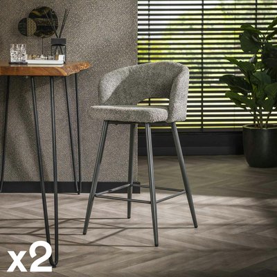 Tabouret de bar en tissu bouclette gris avec dossier ouvert (lot de 2) GALWAY PIER IMPORT