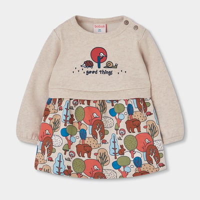 Robe molleton imprimé forêt bébé BOBOLI