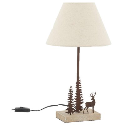 Lampe en métal et bois décor Forêt 1 cerf + 2 sapins AUBRY GASPARD