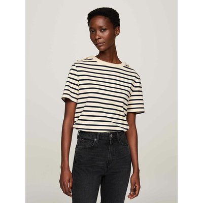 Striped Crew Neck T-Shirt with Short Sleeves TOMMY HILFIGER