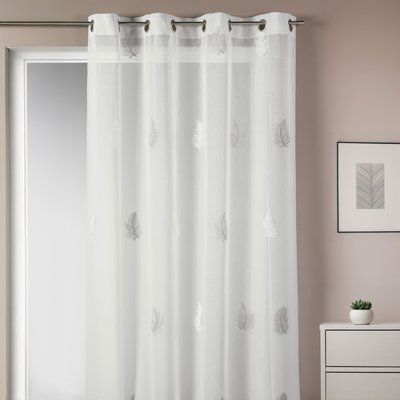 Voilage en étamine brodée à motifs "plume" HOME MAISON