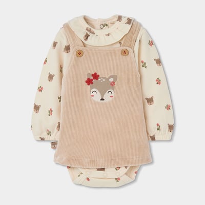 Ensemble maille bébé fille brodé cerf BOBOLI