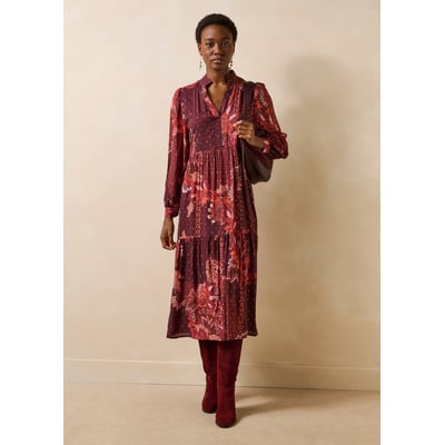 Robe longue imprimée manches longues encolure tunisienne LA FEE MARABOUTEE