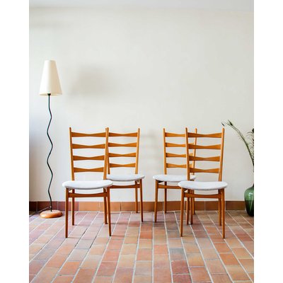 Lot de 4 chaises en bois Alma N°465 - Bon état DEBONGOUT