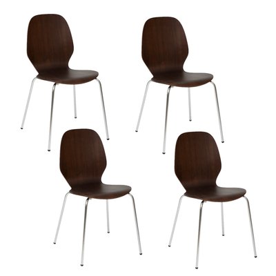 Lot de 4 chaises pieds métal assise en bois massif OURO TOILINUX