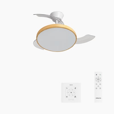 Ventilateur de plafond 40W silencieux avec lumiére et contrôleur mural WIND CLEAR STUDIO CREATE