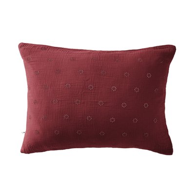 Taie d'oreiller brodée double gaze de coton TERRE DE NUIT