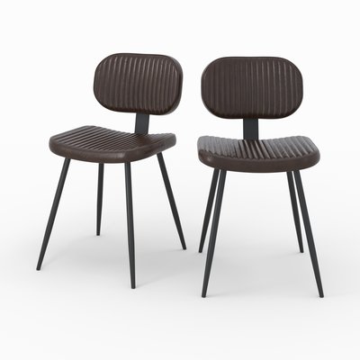 Lot de 2 chaises en cuir et pieds en métal - CLOVIS RENDEZ-VOUS DÉCO